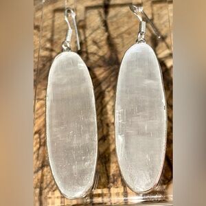 Satin Spar Selenite Earrings 2 7/8”